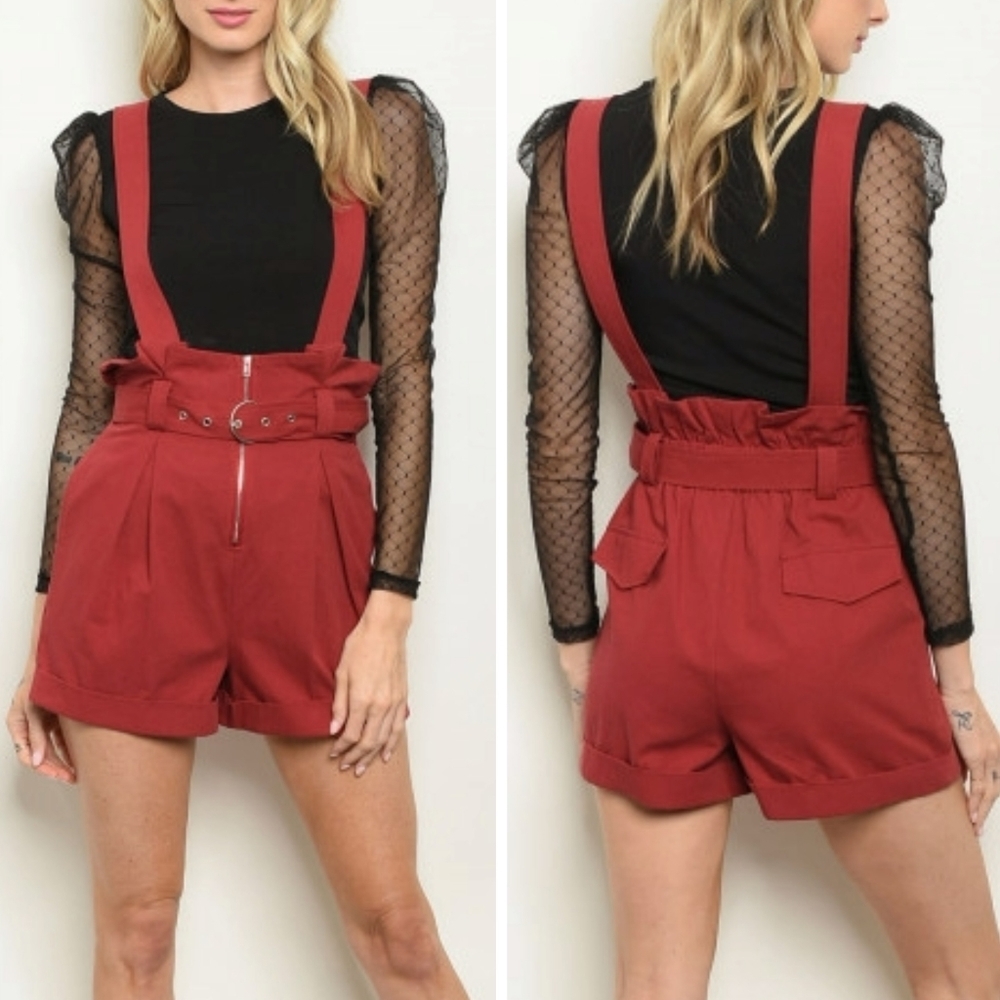 STYLE RACK PAPER BAG OVERALL HIGHWAIST SHORTS